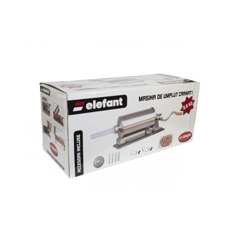 Casa si Gradina - Bucatarie si vesela - Ustensile bucatarie - Masini de tocat manuale - Aparat facut carnati elefant ky-2010pa, 5,5 kg, metal/inox, orizontal/rabatabil 4 palnii, prindere de masa - Infinity.ro