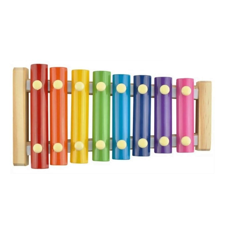 Jucarii, Copii si Bebe - Jucarii si jocuri - Jucarii de rol - Instrumente muzicale de jucarie - Instrument muzical xilofon , din lemn, 8 note muzicale, 2 bete de percutie, 4-6 ani, multicolor - Infinity.ro