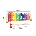 Jucarii, Copii si Bebe - Jucarii si jocuri - Jucarii de rol - Instrumente muzicale de jucarie - Instrument muzical xilofon , din lemn, 8 note muzicale, 2 bete de percutie, 4-6 ani, multicolor - Infinity.ro