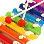 Jucarii, Copii si Bebe - Jucarii si jocuri - Jucarii de rol - Instrumente muzicale de jucarie - Instrument muzical xilofon , din lemn, 8 note muzicale, 2 bete de percutie, 4-6 ani, multicolor - Infinity.ro