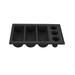 Casa si Gradina - Bucatarie si vesela - Organizare si depozitare bucatarie - Suporturi tacamuri si vase - Tava Hendi pentru tacamuri, polietilena neagra, 6 sectiuni, 530x325x(H)105 mm - Infinity.ro