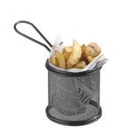 Casa si Gradina - Bucatarie si vesela - Ustensile bucatarie - Cosuri servire - Cos servire tip mini-fry, pentru servire snacks , cartofi prajiti, inox, 90x90x(h)90 mm, Hendi - Infinity.ro