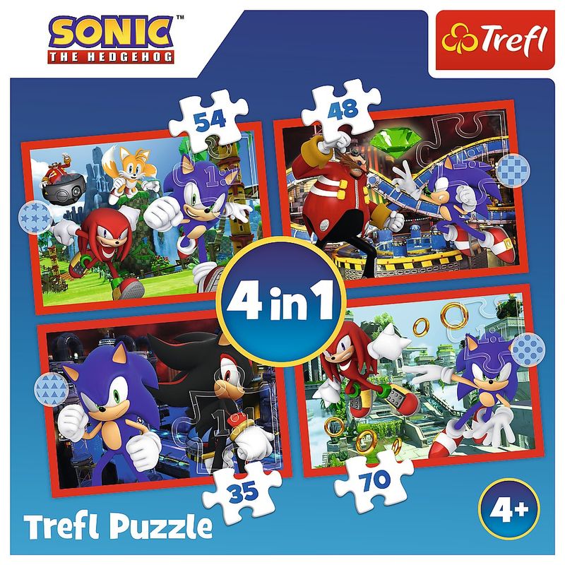 Jucarii, Copii si Bebe - Jucarii si jocuri - Jocuri si puzzle - Puzzle - Puzzle Trefl 4in1 sonic aventurile lui sonic - Infinity.ro