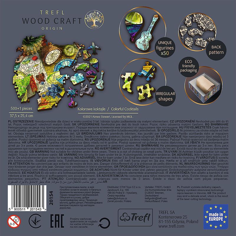 Jucarii, Copii si Bebe - Jucarii si jocuri - Jocuri si puzzle - Puzzle - Puzzle Trefl din lemn 500+1 piese cocktailurile colorate - Infinity.ro