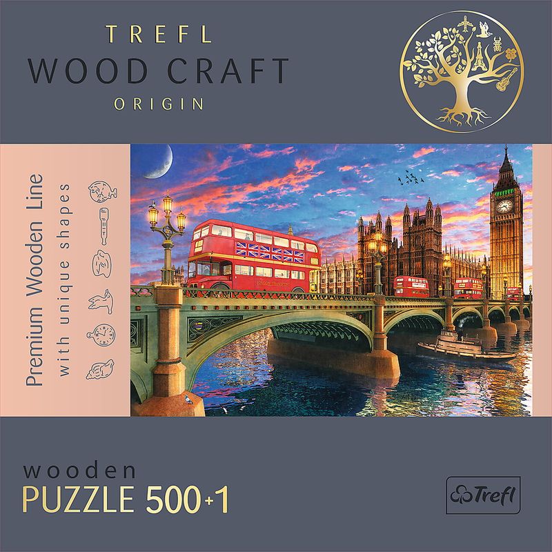 Jucarii, Copii si Bebe - Jucarii si jocuri - Jocuri si puzzle - Puzzle - Puzzle Trefl din lemn 500+1 obictivele turistice din londra - Infinity.ro