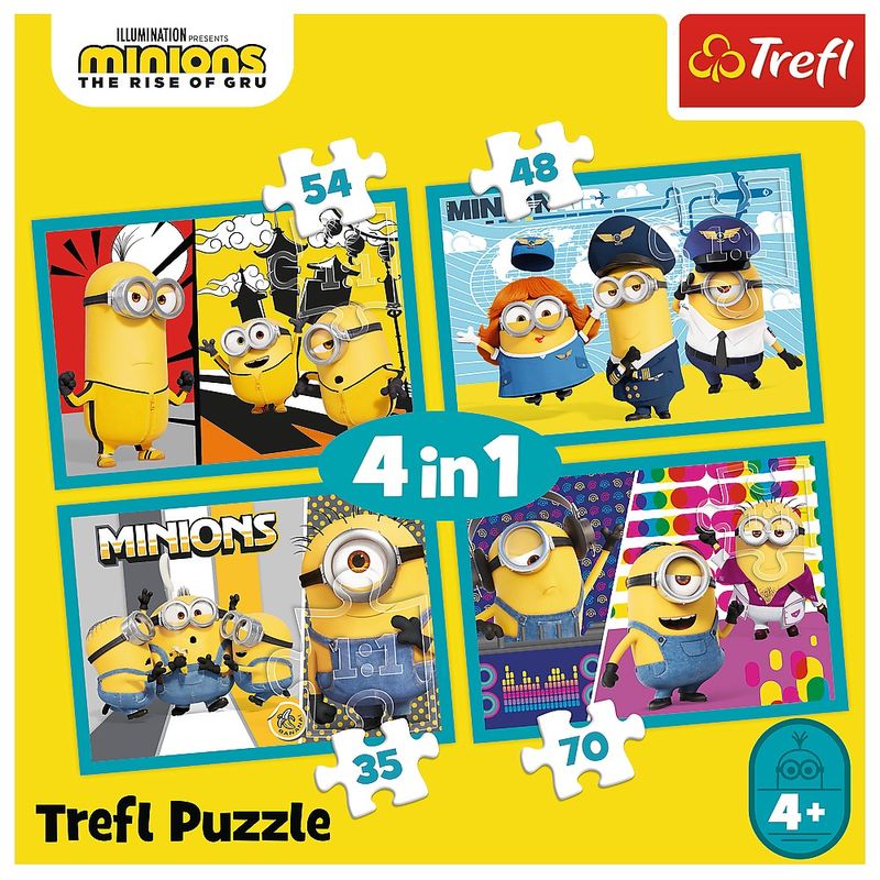 Jucarii, Copii si Bebe - Jucarii si jocuri - Jocuri si puzzle - Puzzle - Puzzle Trefl minions 4in1 lumea fericita a minionilor - Infinity.ro