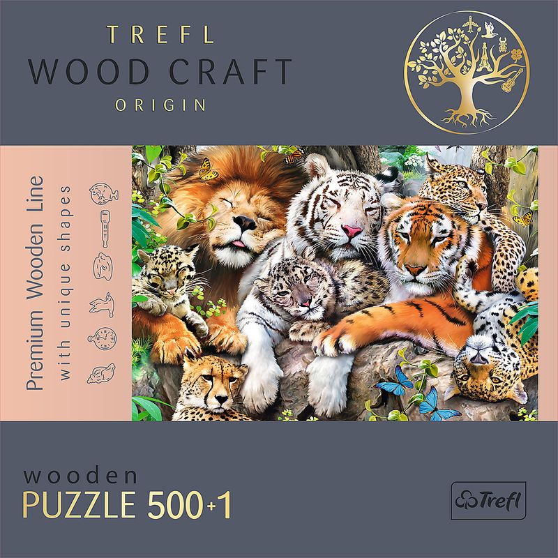 Jucarii, Copii si Bebe - Jucarii si jocuri - Jocuri si puzzle - Puzzle - Puzzle Trefl din lemn 500+1 piese felinele din jungla - Infinity.ro