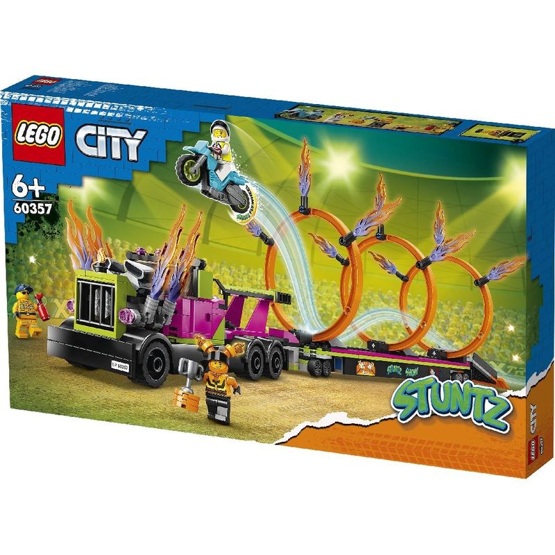 Jucarii, Copii si Bebe - Jucarii si jocuri - Seturi de constructie si cuburi - Seturi de constructie - Lego city camion de cascadorie si provocarea cercurilor de foc 60357 - Infinity.ro