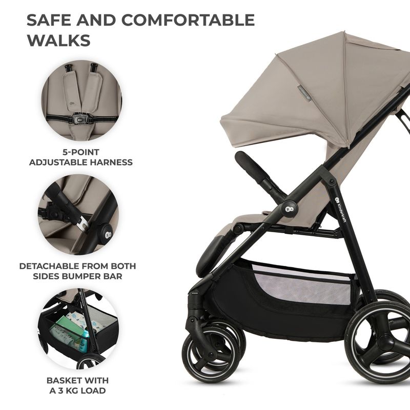 Jucarii, Copii si Bebe - Carucioare si articole de transport - Carucioare - Carucioare sport - Carucior sport Kinderkraft trig3 stone beige - Infinity.ro