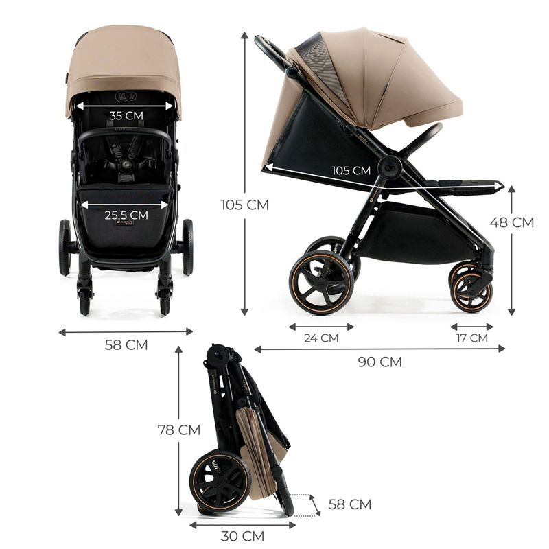 Jucarii, Copii si Bebe - Carucioare si articole de transport - Carucioare - Carucioare sport - Carucior sport, ultra compact, Kinderkraft mitzy, 0-22 kg, linen beige - Infinity.ro