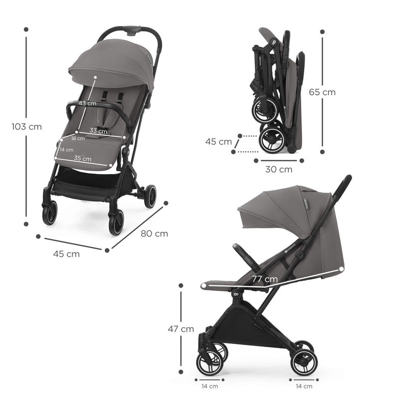 Jucarii, Copii si Bebe - Carucioare si articole de transport - Carucioare - Carucioare sport - Carucior sport kinderkraf indy2, cozy grey - Infinity.ro