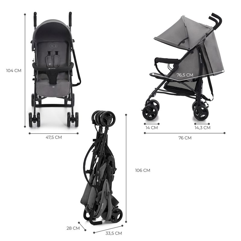 Jucarii, Copii si Bebe - Carucioare si articole de transport - Carucioare - Carucioare sport - Carucior sport Kinderkraft tik, tip umbrela, stone grey - Infinity.ro