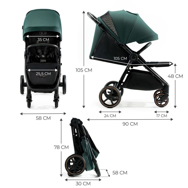 Jucarii, Copii si Bebe - Carucioare si articole de transport - Carucioare - Carucioare sport - Carucior sport, ultra compact, Kinderkraft mitzy, 0-22 kg, jade green - Infinity.ro