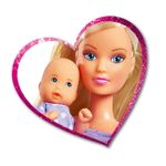 Jucarii, Copii si Bebe - Jucarii si jocuri - Papusi si accesorii - Papusi - Papusa Steffi in pantalonasi mov si cu carucior bebe - Infinity.ro