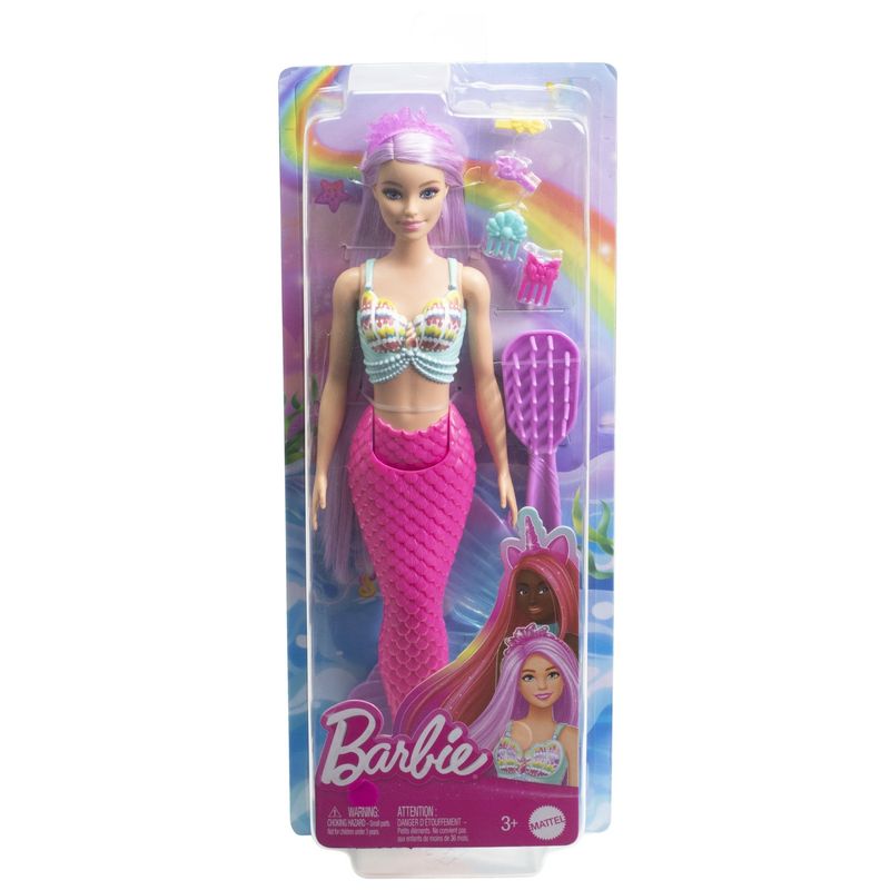 Jucarii, Copii si Bebe - Jucarii si jocuri - Papusi si accesorii - Papusi - Barbie papusa sirena cu par mov si coada roz - Infinity.ro