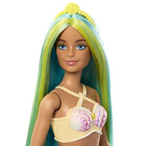 Barbie dreamtropia papusa sirena cu corest galben si coada albastra