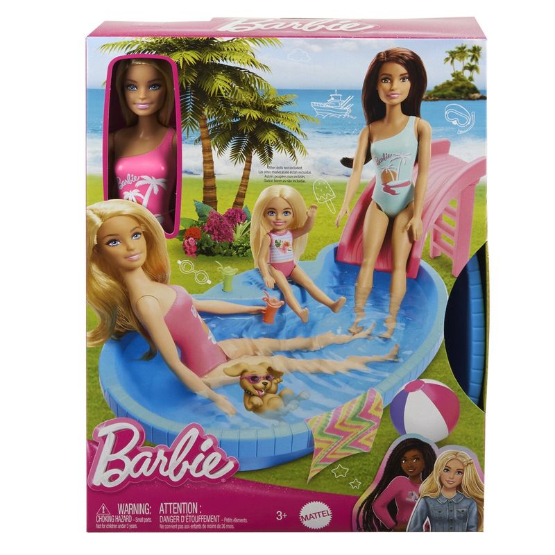Jucarii, Copii si Bebe - Jucarii si jocuri - Papusi si accesorii - Papusi - Barbie set papusa Barbie blonda si piscina - Infinity.ro