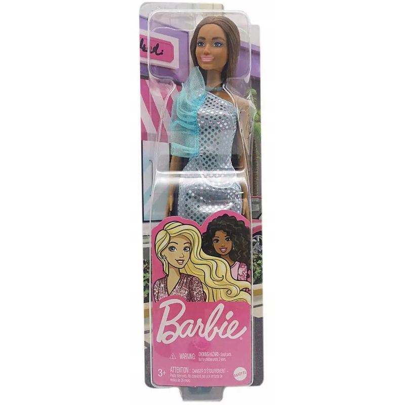 Jucarii, Copii si Bebe - Jucarii si jocuri - Papusi si accesorii - Papusi - Papusa Barbie tinute stralucitoare satena cu rochita blue - Infinity.ro