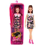 Jucarii, Copii si Bebe - Jucarii si jocuri - Papusi si accesorii - Papusi - Papusa Barbie fashionista satena cu rochie cu imprimeu floral - Infinity.ro