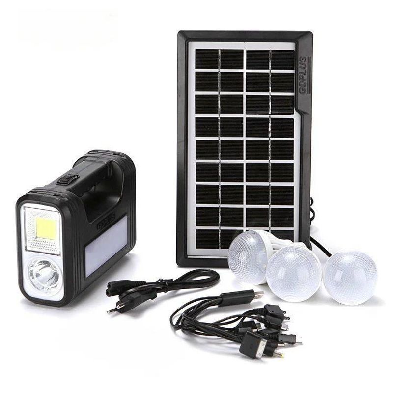 Casa si Gradina - Electrice - Panouri solare si accesorii - Sisteme panouri solare - Kit slar portabil GD-8017 Premium Plus Us, 3 becuri, lanterna LED - Infinity.ro