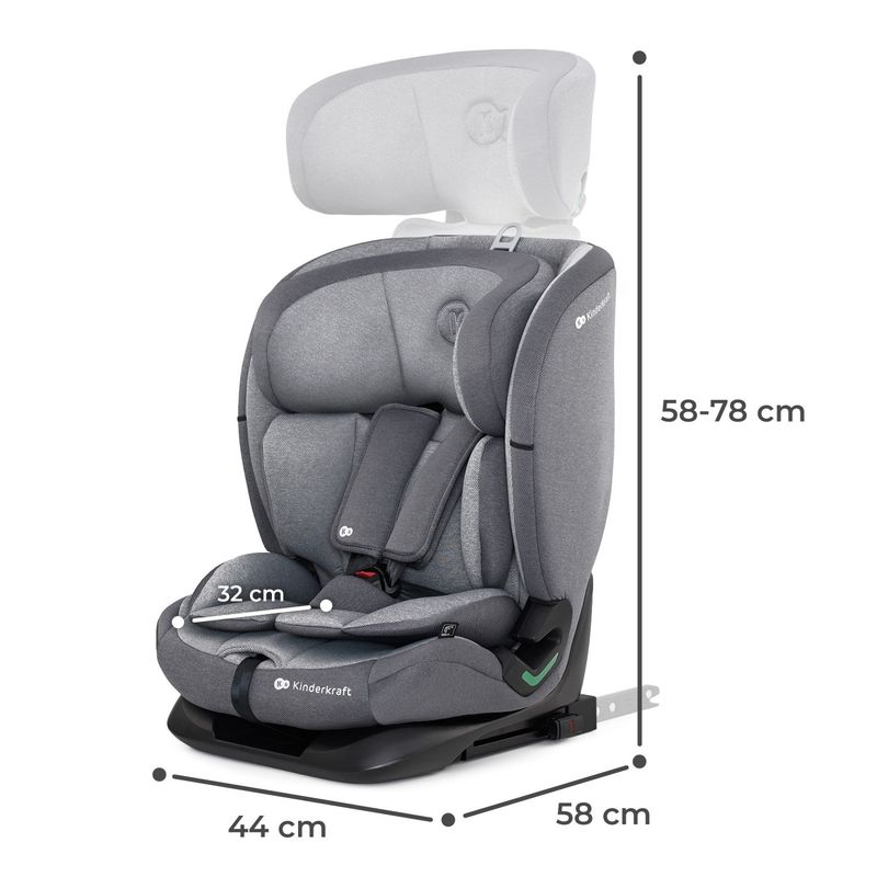 Jucarii, Copii si Bebe - Carucioare si articole de transport - Scaune auto copii - Scaun auto i-size, 76-150 cm, Kinderkraft oneto 3, isofix, cool grey - Infinity.ro