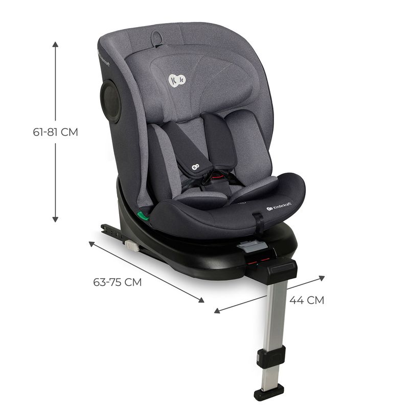 Jucarii, Copii si Bebe - Carucioare si articole de transport - Scaune auto copii - Scaun auto i-size, 40-150 cm, Kinderkraft i-360, grey - Infinity.ro