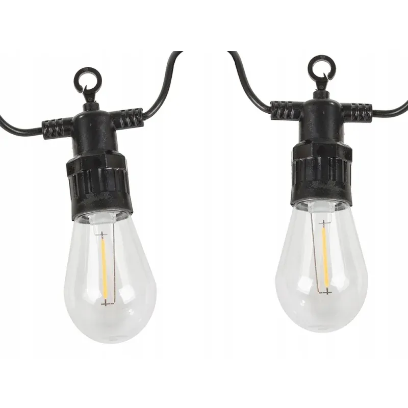 Casa si Gradina - Corpuri si surse de iluminat - Iluminat exterior - Instalatii luminoase exterior - Ghirlanda luminoasa, 15 becuri, lungime totala 15 m, clasa impermeabilitate IP44, lungime intre becuri 1m, Gonga® Negru - Infinity.ro