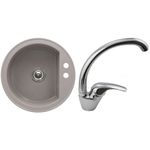 Casa si Gradina - Sanitare - Chiuveta bucatarie si accesorii - Chiuvete bucatarie - Set chiuveta bucatarie CasaBlanca Rondo granit cu 1 cuva cu baterie BRI4A, gri - Infinity.ro
