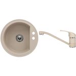 Casa si Gradina - Sanitare - Chiuveta bucatarie si accesorii - Chiuvete bucatarie - Set chiuveta bucatarie CasaBlanca Rondo granit cu 1 cuva cu baterie SAND4, bej - Infinity.ro
