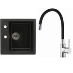 Casa si Gradina - Sanitare - Chiuveta bucatarie si accesorii - Chiuvete bucatarie - Set chiuveta bucatarie CasaBlanca Quadro granit cu 1 cuva cu baterie BFX4A-N, negru - Infinity.ro