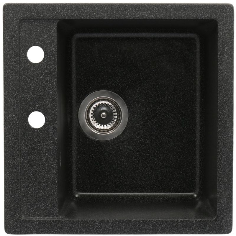 Casa si Gradina - Sanitare - Chiuveta bucatarie si accesorii - Chiuvete bucatarie - Set chiuveta bucatarie CasaBlanca Quadro granit cu 1 cuva cu baterie BLACK4H, negru - Infinity.ro