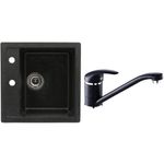 Casa si Gradina - Sanitare - Chiuveta bucatarie si accesorii - Chiuvete bucatarie - Set chiuveta bucatarie CasaBlanca Quadro granit cu 1 cuva cu baterie, negru - Infinity.ro