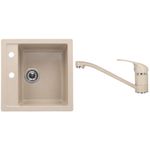 Casa si Gradina - Sanitare - Chiuveta bucatarie si accesorii - Chiuvete bucatarie - Set chiuveta bucatarie CasaBlanca Quadro granit cu 1 cuva cubaterie SAND4, bej - Infinity.ro