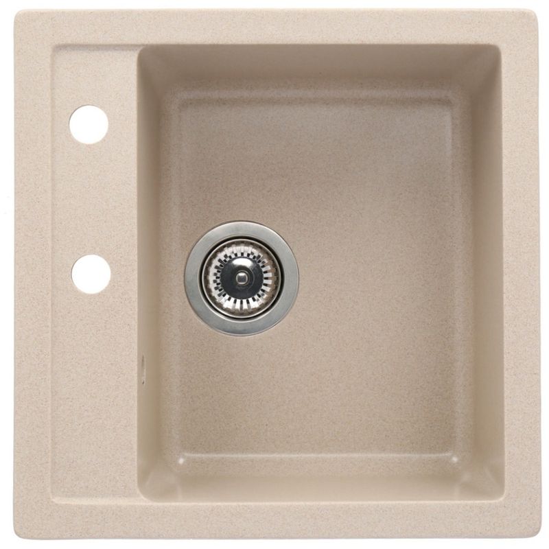 Casa si Gradina - Sanitare - Chiuveta bucatarie si accesorii - Chiuvete bucatarie - Set chiuveta bucatarie CasaBlanca Quadro granit cu 1 cuva cubaterie SAND4, bej - Infinity.ro