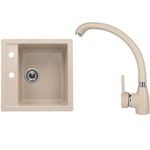 Casa si Gradina - Sanitare - Chiuveta bucatarie si accesorii - Chiuvete bucatarie - Set chiuveta bucatarie CasaBlanca Quadro granit cu 1 cuva cu baterie SAND4A, bej - Infinity.ro