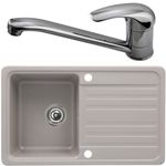 Casa si Gradina - Sanitare - Chiuveta bucatarie si accesorii - Chiuvete bucatarie - Set chiuveta bucatarie CasaBlanca Vera granit cu 1 cuva cu baterie BRI4, gri - Infinity.ro