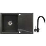 Casa si Gradina - Sanitare - Chiuveta bucatarie si accesorii - Chiuvete bucatarie - Set chiuveta bucatarie CasaBlanca Nera granit cu 1 cuva + baterie BLACK4H, negru - Infinity.ro