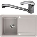 Casa si Gradina - Sanitare - Chiuveta bucatarie si accesorii - Chiuvete bucatarie - Set promo chiuveta bucatarie CasaBlanca Sara granit cu 1 cuva + baterie BRI4, gri - Infinity.ro