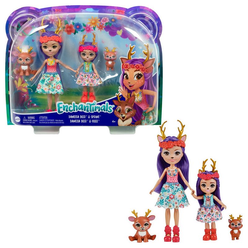 Jucarii, Copii si Bebe - Jucarii si jocuri - Papusi si accesorii - Papusi - Enchantimals set papusi surori si animalutele lor  danessa deer si sprint si danetta deer si fleet - Infinity.ro