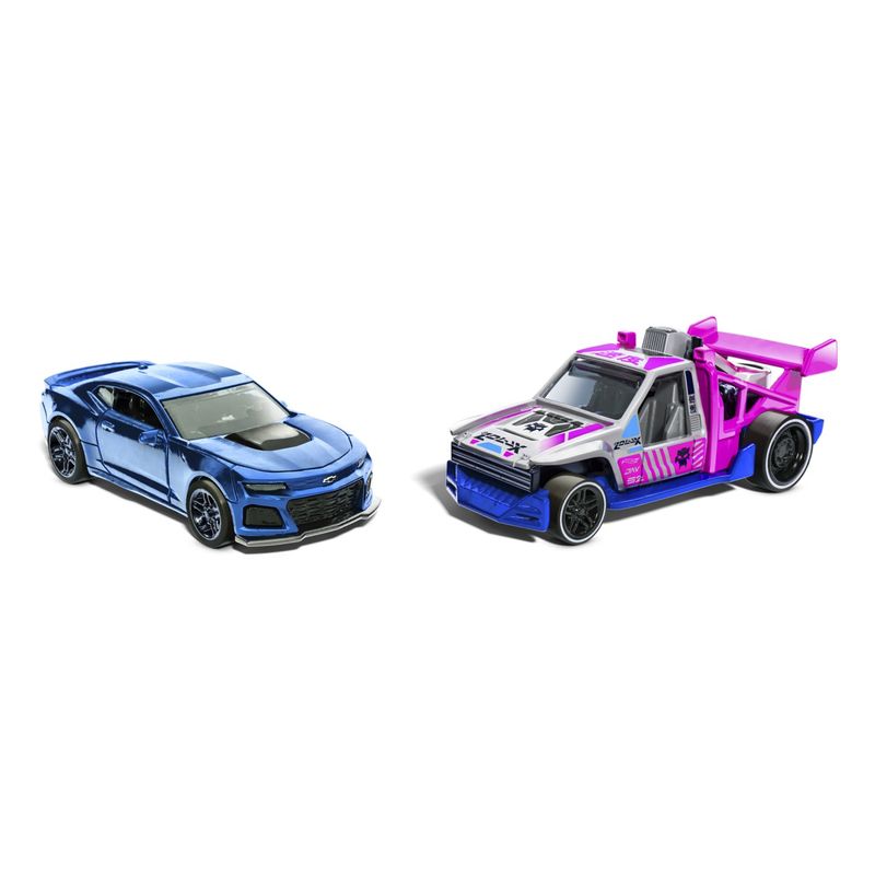 Jucarii, Copii si Bebe - Jucarii si jocuri - Vehicule si jucarii cu telecomanda - Masinute - Hot Wheels set 2 masinute metalice pull back camaro zl1 2022 si lolux 1:43 - Infinity.ro