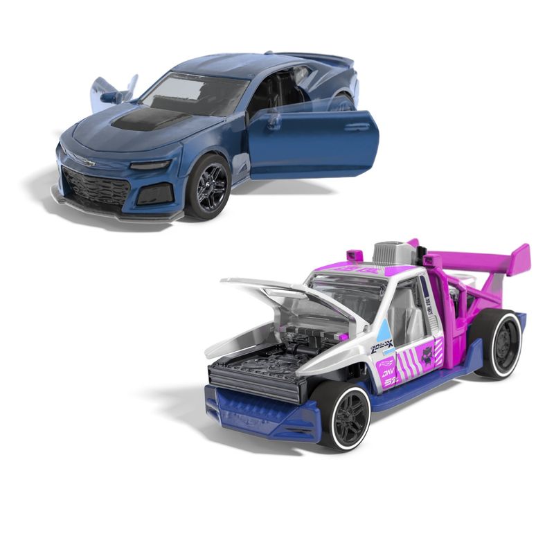 Jucarii, Copii si Bebe - Jucarii si jocuri - Vehicule si jucarii cu telecomanda - Masinute - Hot Wheels set 2 masinute metalice pull back camaro zl1 2022 si lolux 1:43 - Infinity.ro