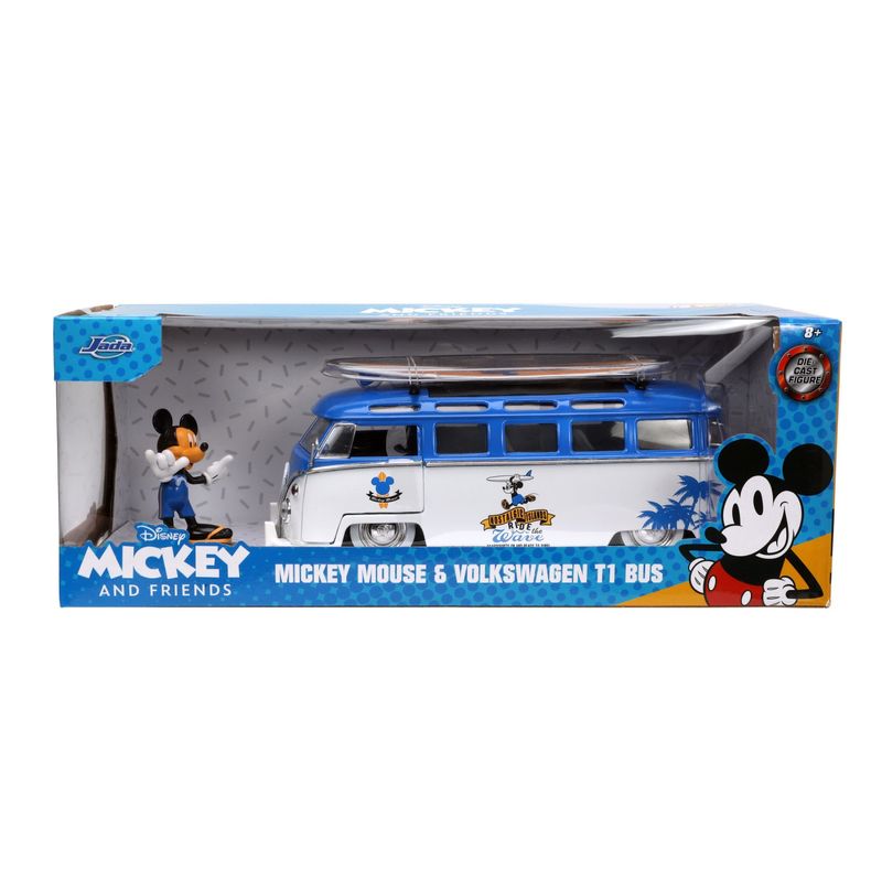 Jucarii, Copii si Bebe - Jucarii si jocuri - Vehicule si jucarii cu telecomanda - Masinute - Jada masina din metal volkswagen t1 bus scara 1 la 24 si figurina mickey mouse - Infinity.ro