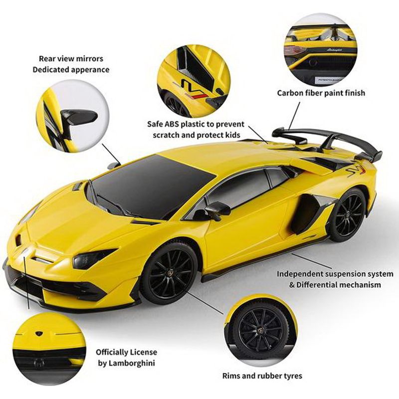 Jucarii, Copii si Bebe - Jucarii si jocuri - Vehicule si jucarii cu telecomanda - Masinute - Masina cu telecomanda lamborghini aventador svj galben cu scara 1 la 24 - Infinity.ro