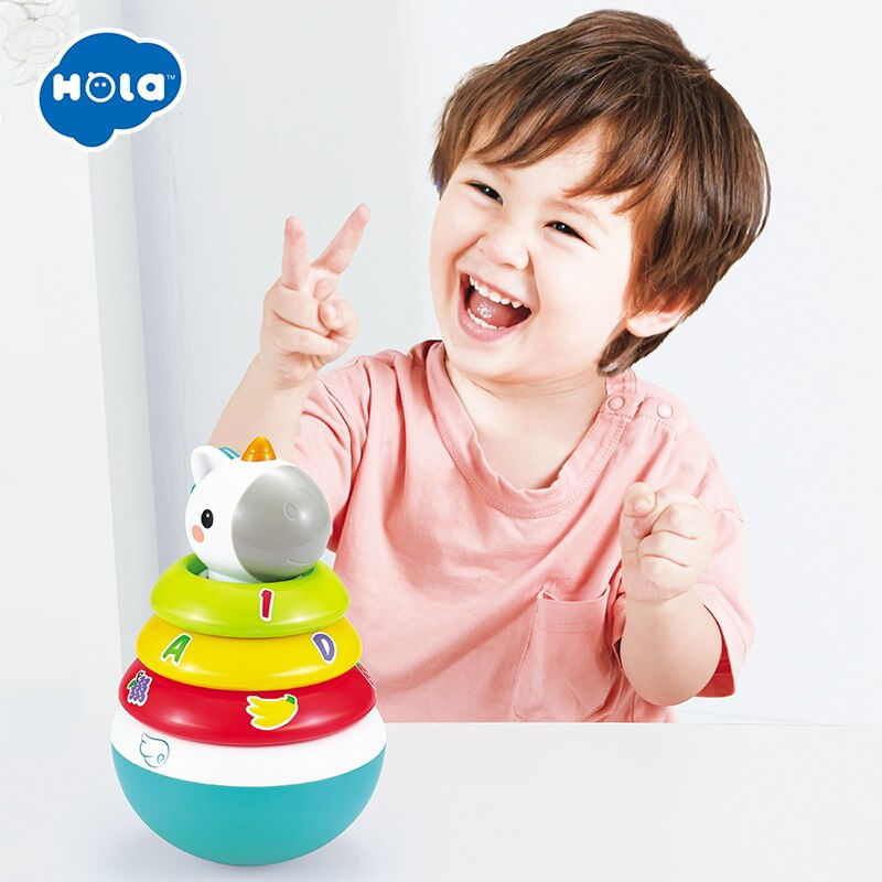 Jucarii, Copii si Bebe - Jucarii si jocuri - Jucarii & jocuri educative - Jucarii interactive - Hopa mitica roly poly unicorn cu inele pentru stivuit - Infinity.ro