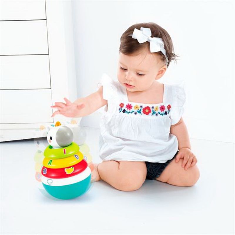 Jucarii, Copii si Bebe - Jucarii si jocuri - Jucarii & jocuri educative - Jucarii interactive - Hopa mitica roly poly unicorn cu inele pentru stivuit - Infinity.ro