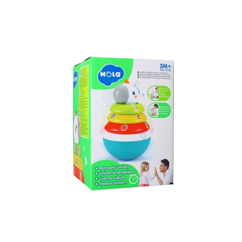 Jucarii, Copii si Bebe - Jucarii si jocuri - Jucarii & jocuri educative - Jucarii interactive - Hopa mitica roly poly unicorn cu inele pentru stivuit - Infinity.ro