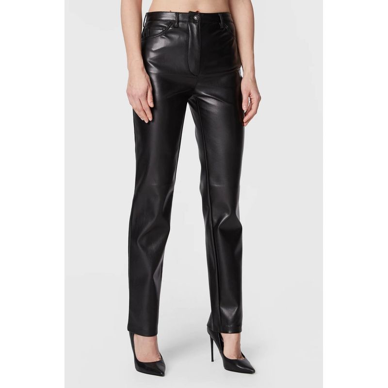 Fashion, accesorii si bijuterii - Femei - Imbracaminte femei - Pantaloni femei - Pantaloni Guess de piele ecologica Kelly W3RA0M, W33-L29 US, Negru - Infinity.ro