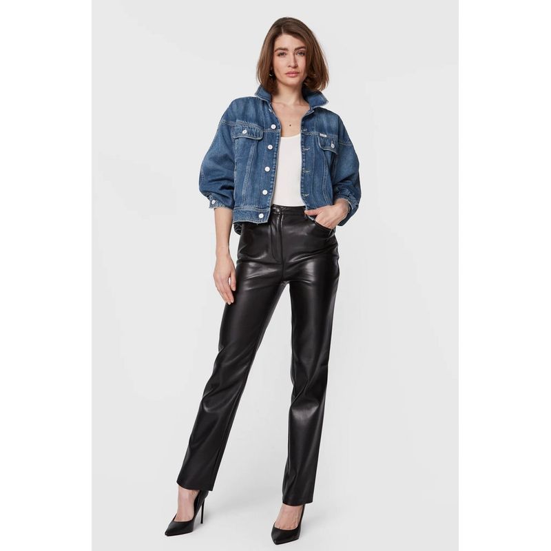 Fashion, accesorii si bijuterii - Femei - Imbracaminte femei - Pantaloni femei - Pantaloni Guess de piele ecologica Kelly W3RA0M, Negru, W27-L29 US - Infinity.ro