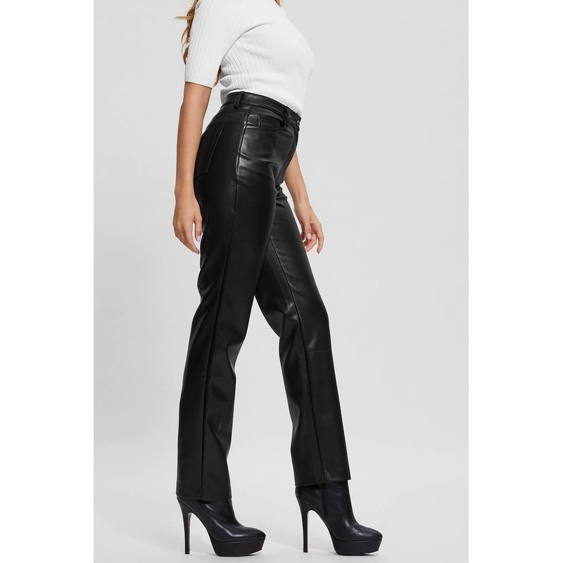 Fashion, accesorii si bijuterii - Femei - Imbracaminte femei - Pantaloni femei - Pantaloni Guess de piele ecologica Kelly W3RA0M, Negru, W27-L29 US - Infinity.ro