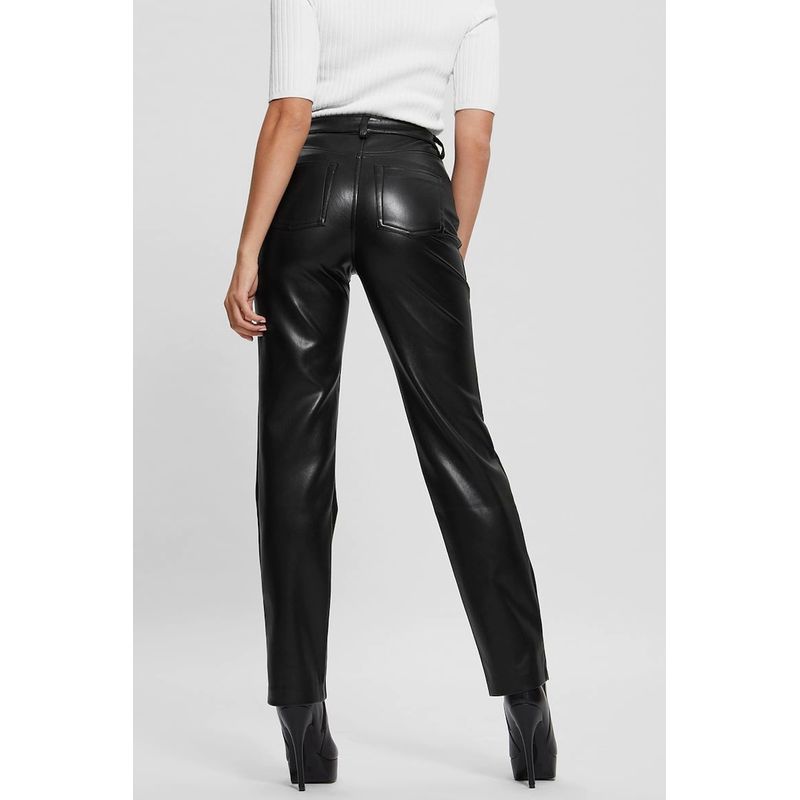 Fashion, accesorii si bijuterii - Femei - Imbracaminte femei - Pantaloni femei - Pantaloni Guess de piele ecologica Kelly W3RA0M, W34-L29 US, Negru - Infinity.ro
